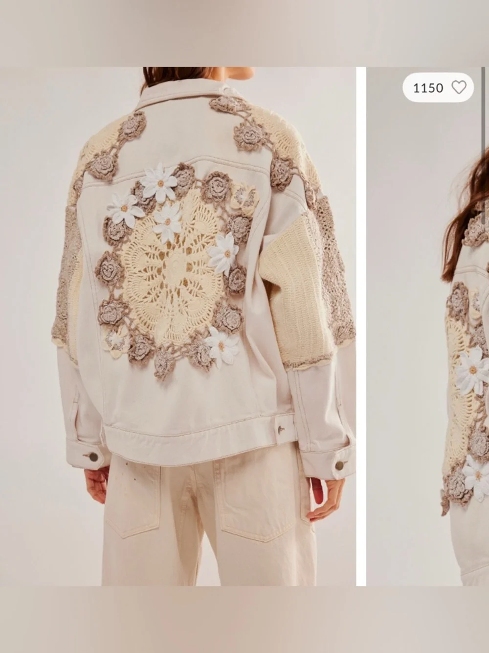 NWOT Free People Bali Rare Hearts Jacket - After Glow Cream Tan Ivory - Medium - Picture 2 of 13
